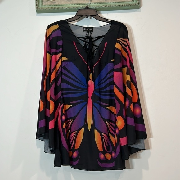 Current Mood XXS Butterfly Print Bell Sleeve Mini Dress - Multi COLOR NEW W TAG - Picture 5 of 6